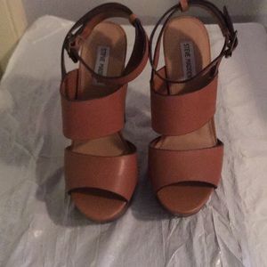 Steve Madden Leather Strappy Stacked Heel